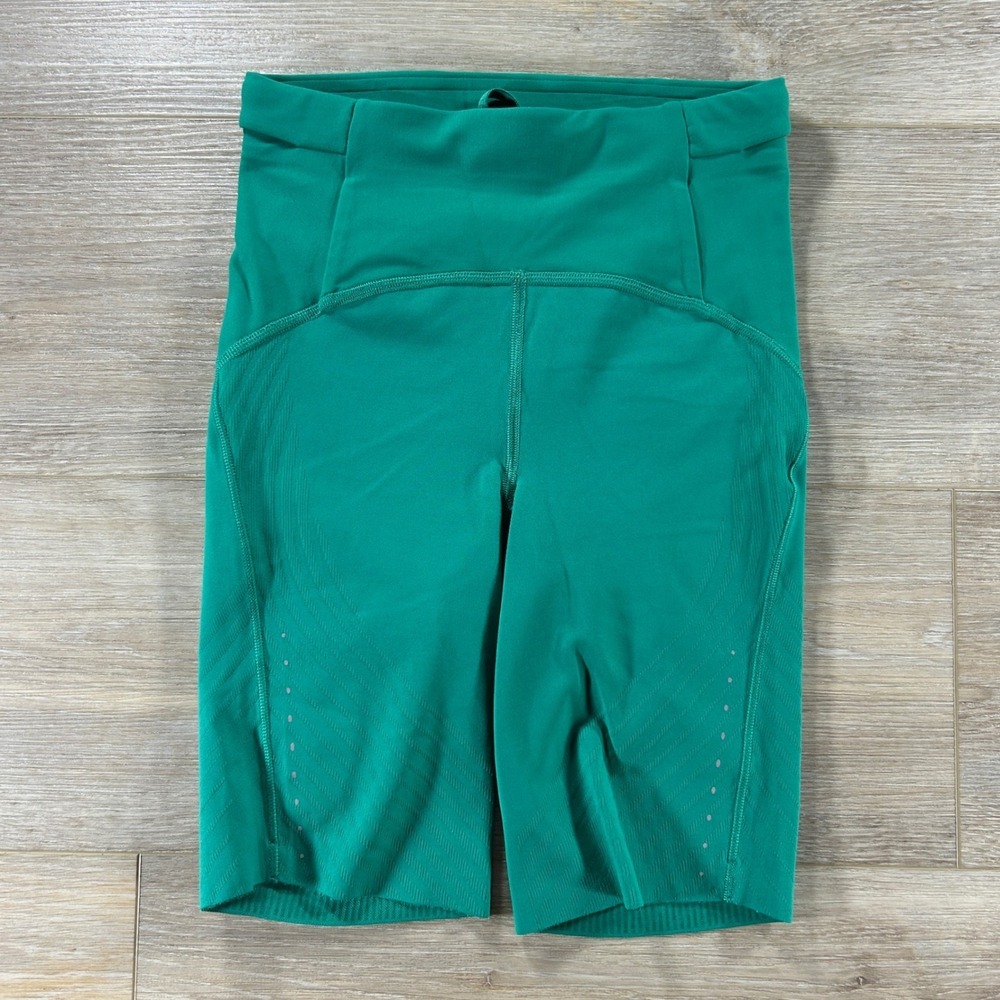 Lululemon Size 2 SenseKnit Running High-Rise Bike Short 8" Thermal Green LW7CMTS